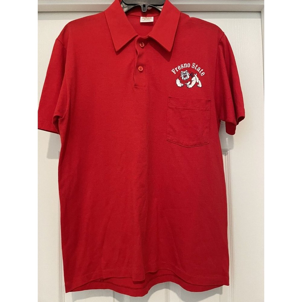 Vintage Fresno State University Bulldogs Polo Shirt Unisex Size Medium